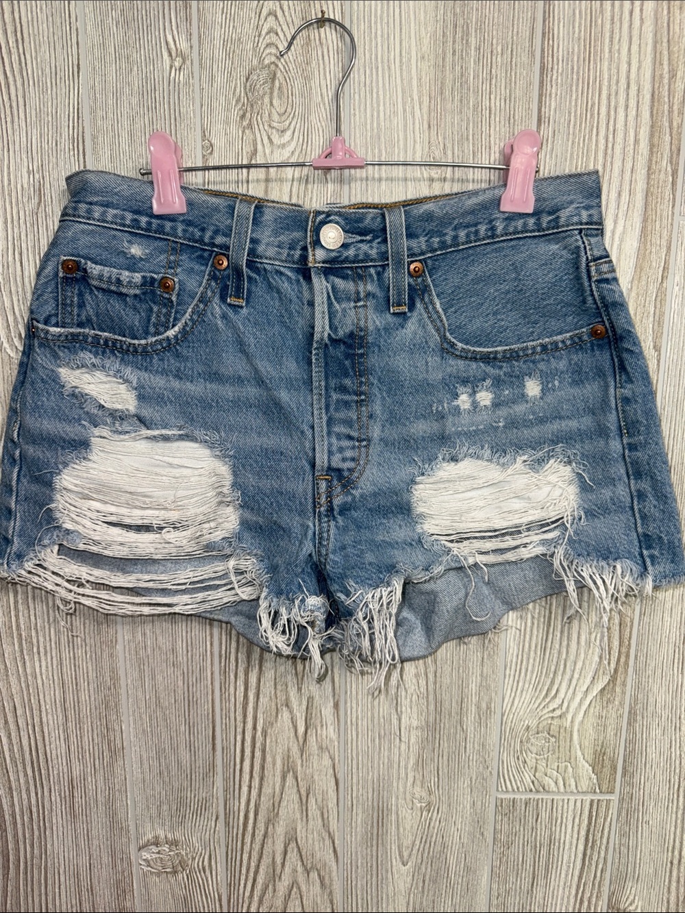 Levi's Blue Distressed Cutoff Jean Shorts